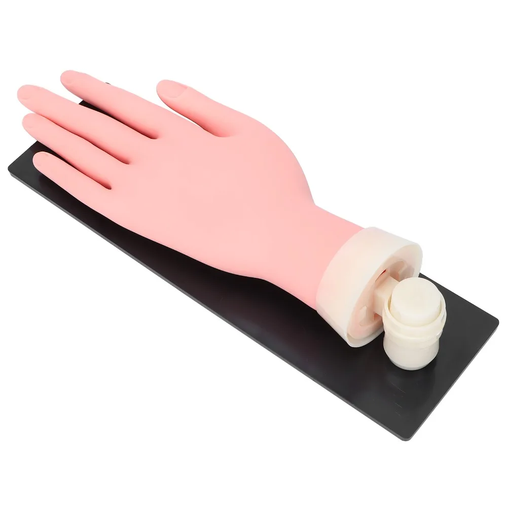Silicone Nail Art Practice Hand Reusable With Fixed Plate Mannequin Hand For Nails Flexible Construction Bendable Fingers