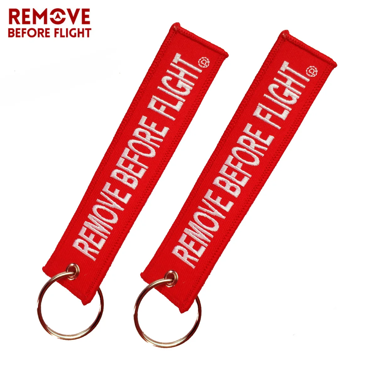 3 PCS Embroidery REMOVE BEFORE FLIGHT Keychain for Aviator Fashion Jewelry Key Chains Red Key Ring Chain Gift Key Tags