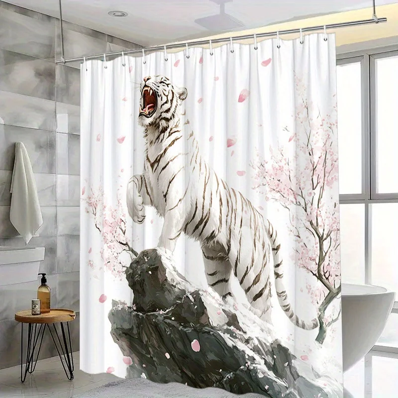 

Занавеска для душа Roaring White Tiger — водостойкая ткань для ванной комнаты — идеально подходит для любителей дикой природы и природы