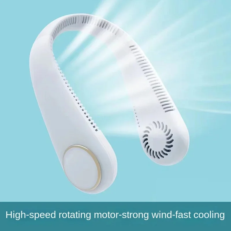 Portable mini Home Summer Air-cooled neck hanging fan for outdoor sports, running, traveling bladeless, wearable USB neck fan