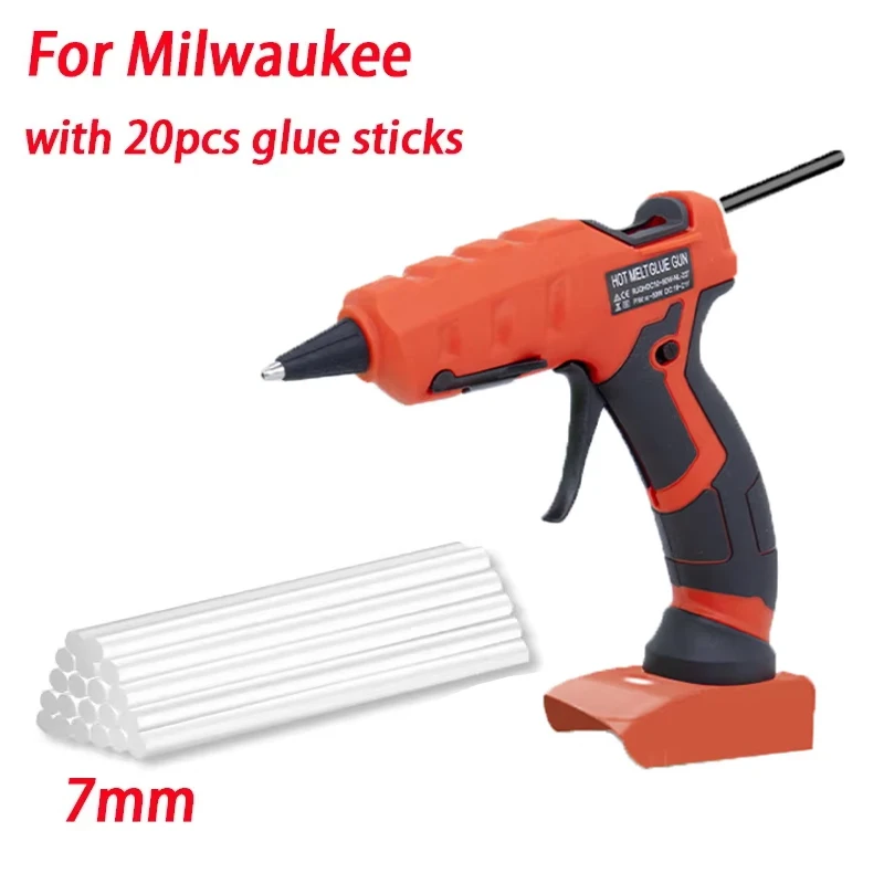 Hot Glue Gun for Milwaukee 18V Battery Cordless Hot Glue Gun With 7mm Glue Sticks for Arts&Crafts&DIY Electric Heat Repair Tool