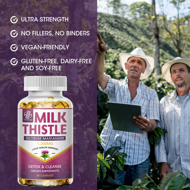 Milk Thistle Silymarin & Dandelion Root & Artichoke Liver Health Support, Antioxidant Support, Detox, Improve Liver Function