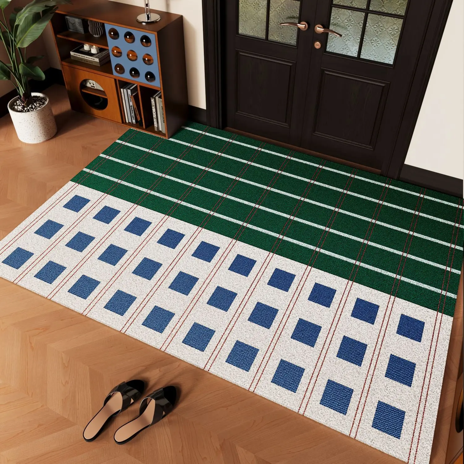 Color Plaid Square Grid PVC Coil Doormat Cuttable Anti Slip Entrance Door Mat Dirt Sand Trapping Floor Rug Home Decor
