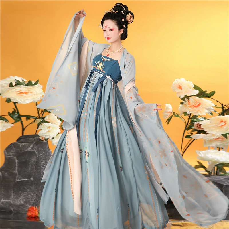 

Tang Dynasty Princess Hanfu Dress Ancient Dance Costume Traditional Elegant Tang Clothes Embroidery Hanfu Women Stage Outfits