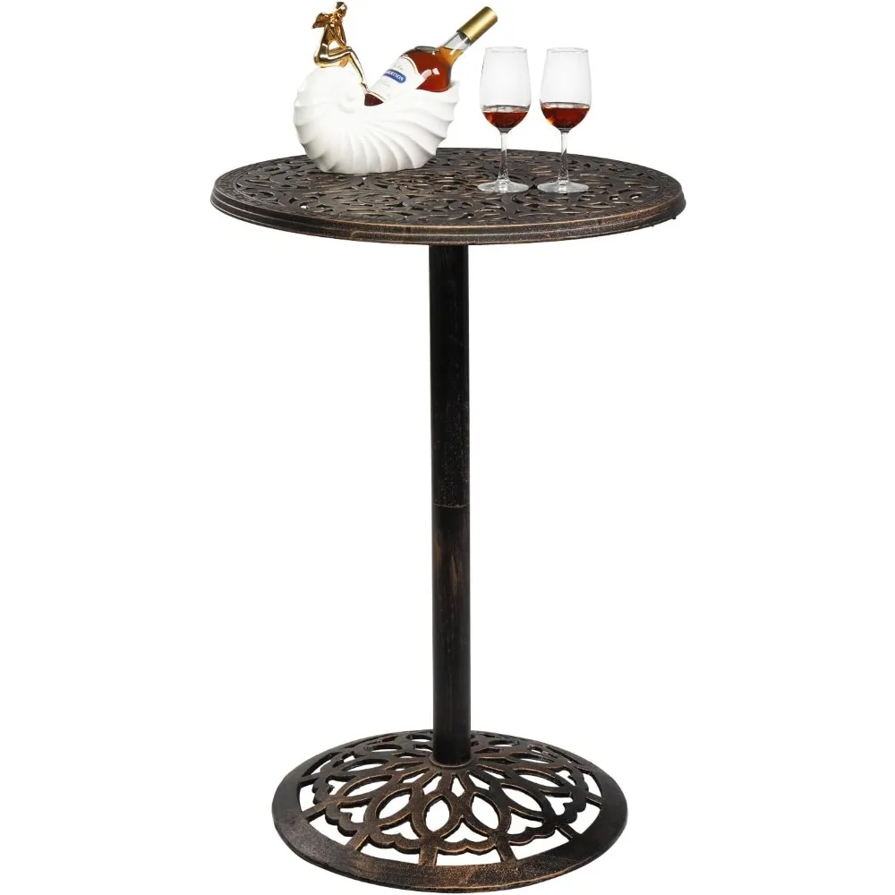 

40" Outdoor Bar Table, High Top Table, Cast Aluminum Outdoor Pub Table 40-Inch Height, Round Bar Table Bistro Table for Patio