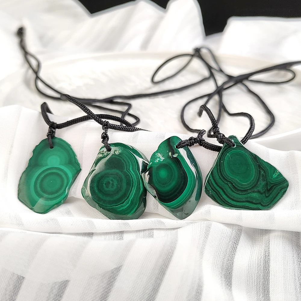 1Pc Eyes Raw Malachite Slice Slab Pendant Necklace Natural Crystal For Mother Gifts Healing Fengshui DIY Jewelry 7 Chakra