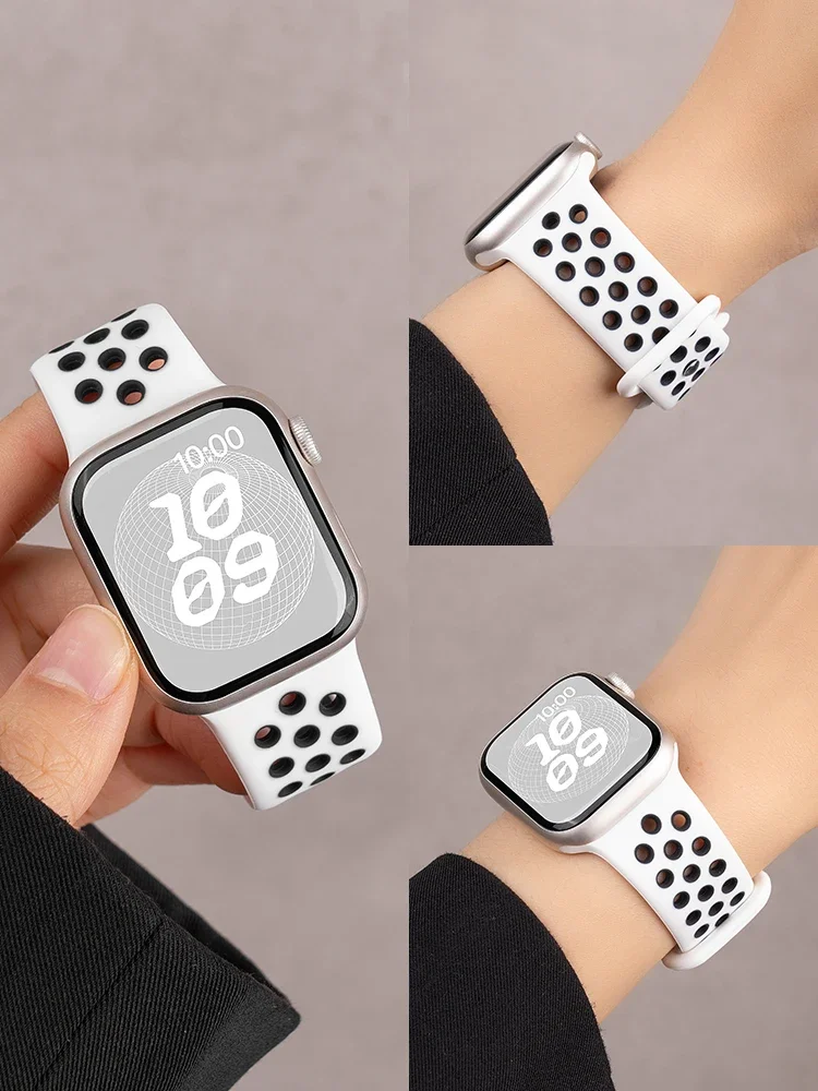 

Sport Strap For Apple Watch Ultra 3 Bands 44mm 45mm/2 49mm 40 41 42mm 45mm 44mm Silicone Bracelet IWatch Series 11 10 9 8 SE 7 6