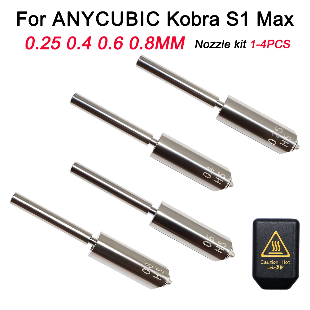 

For Anycubic S1 Max Nozzle Bimetallic Hot End Nozzles Print Head Assembly 0.4/0.6/0.8mm for Anycubic Kobra S1 Max Accessories