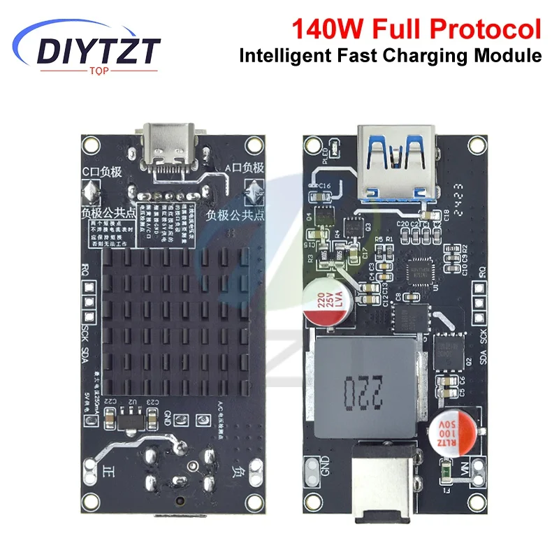 DIYTZT DC 6-30V 140W Multi Protocollo Desktop Modulo di Ricarica Veloce Intelligente Ad Alta Potenza Per QC4.0 +/5.0 PD PPS FCP SCP SFCP AFC
