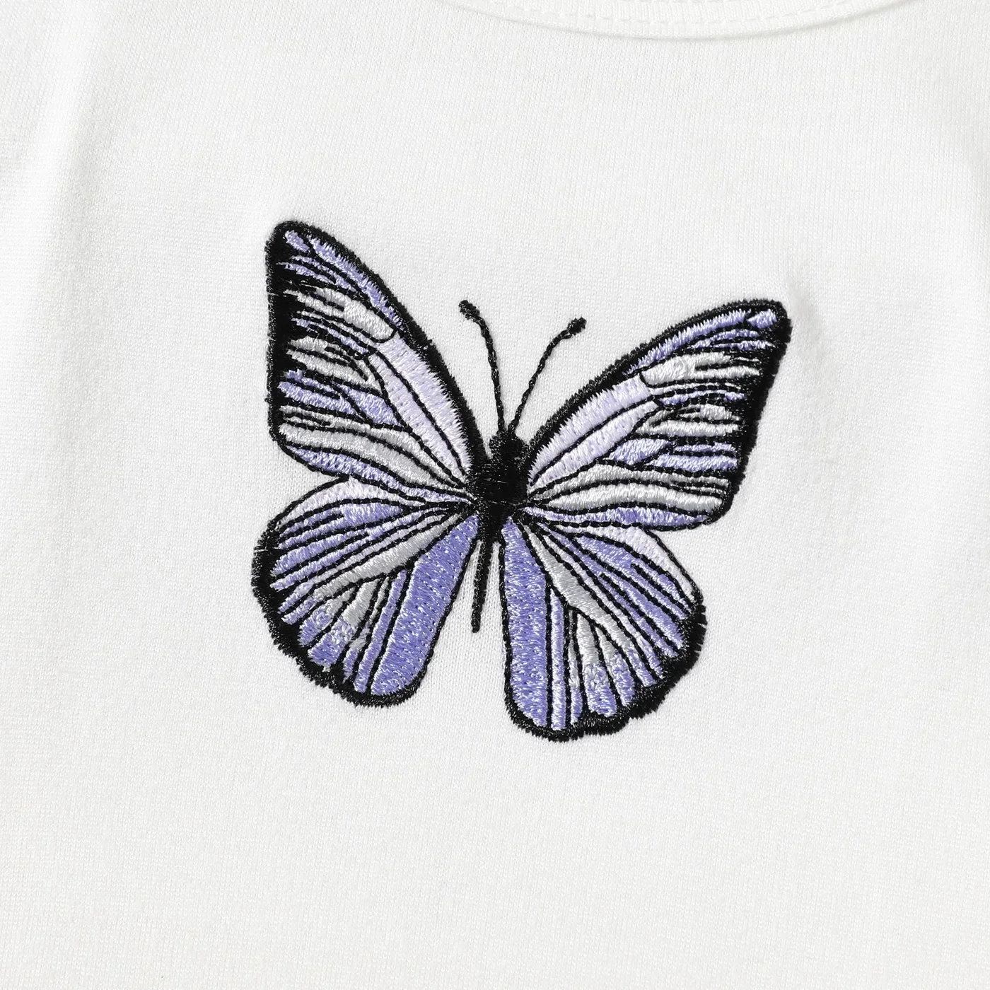 PatPat Toddler Girl Butterfly Embroidered/Print Short-sleeve Tee Suitable for Summer Season Soft and Comfortable