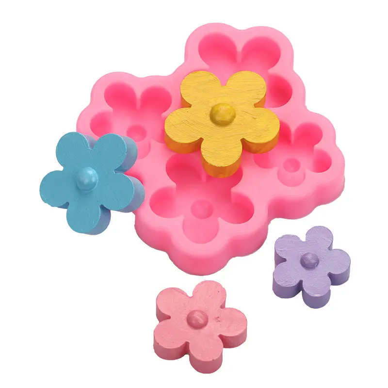 Fondant Five-petal Flower Chocolate Baking Cake Decoration Aromatherapy Wax Flakes Gypsum Epoxy Mould 15-1011