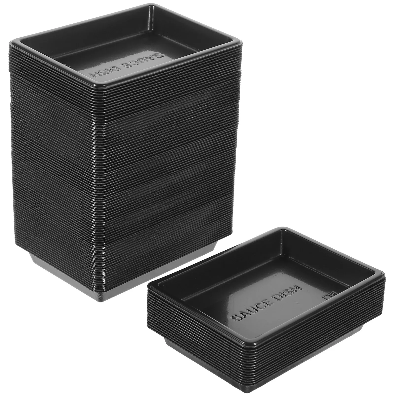 

100Pcs Sushi Sauce Disposable Black Plastic Seasoning Dishes for Soy Sauce Dipping Plates Condiments Serving Bowls
