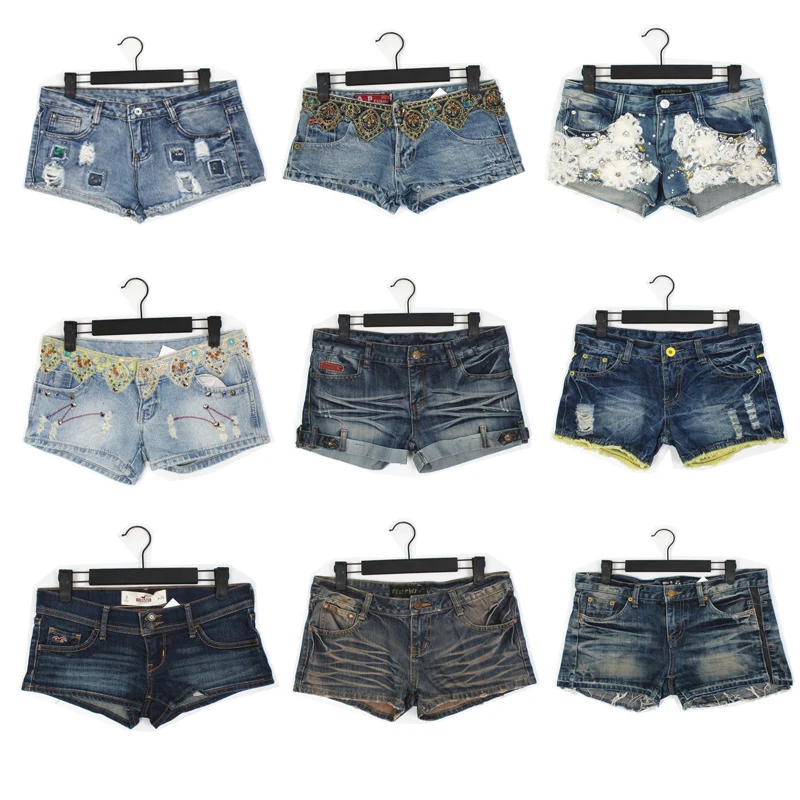 

Ретро Y2K с низкой талией Super ort Denim Hot Pants Distred Hem Spicy Girl Street Sle Vintage Blue Jeans ort