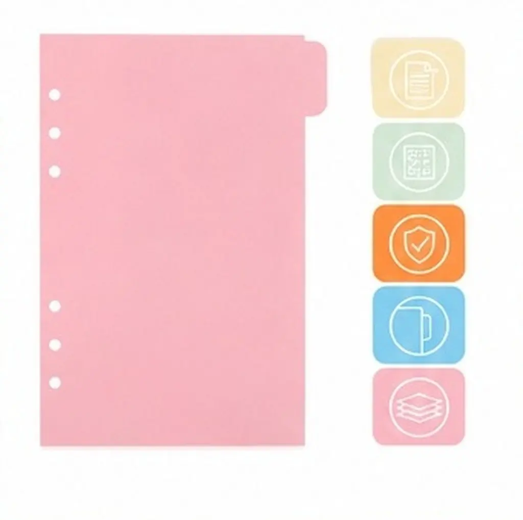 1Set Index Paper Divider A5 5 Colors Tab Dividers 6 Ring Binder Organizer Pages for Office Planner Notebook Tab Dividers