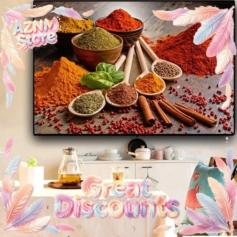 Colorful Grains Spices Spoon Canvas Painting Posters And Prints Modern Kitchen Wall Art Pictures For Living Room Home 2026