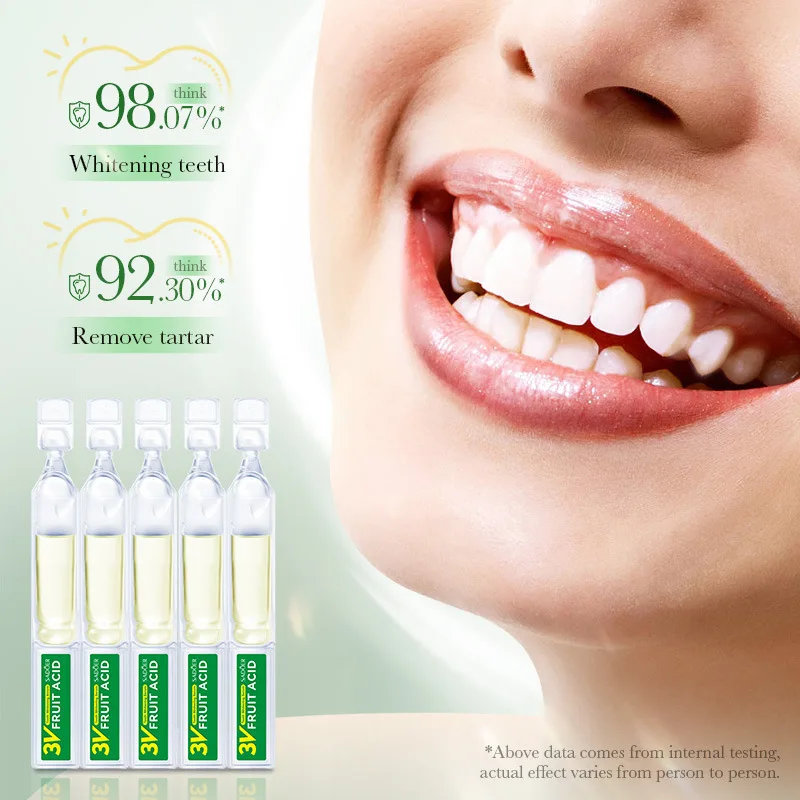 3VFruit Acid Tooth Whitening Portable Essence Clean Teeth Remove Stains Yellow Tooth Bleach Teeth Oral Fresh SingleUse ToothCare