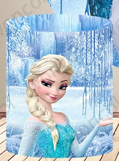 Frozen Elsa Anna Round Backdrop Girls Birthday Baby Shower Backdrop Frozen Elsa Olaf Cylinder Cover Decorations Photocall Props