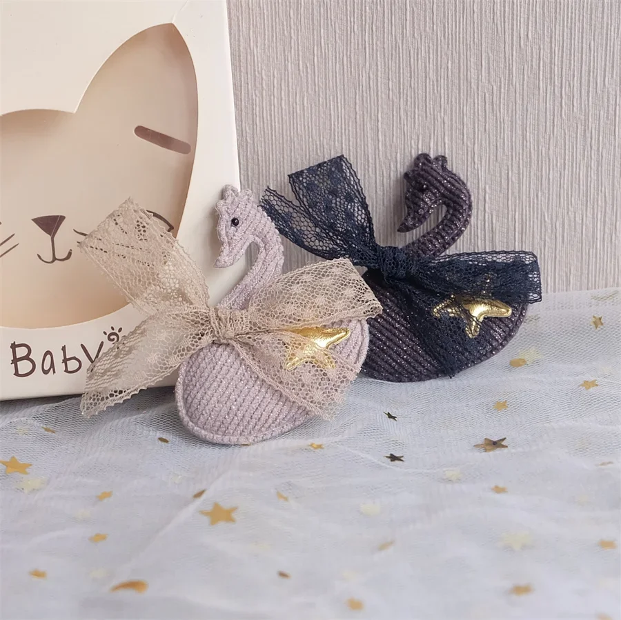 10PCS/Lot Padded Cloth Cartoon Bow Swan Appliques For DIY Hat Clothes Leggings Sewing Children Headwear Decor Patch Accessories