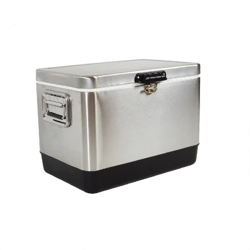 

50L Stainless Steel Insulated Cooler Box, Outdoor BBQ Car Refrigerator, Cooling & Fresh Keeping Storage Box