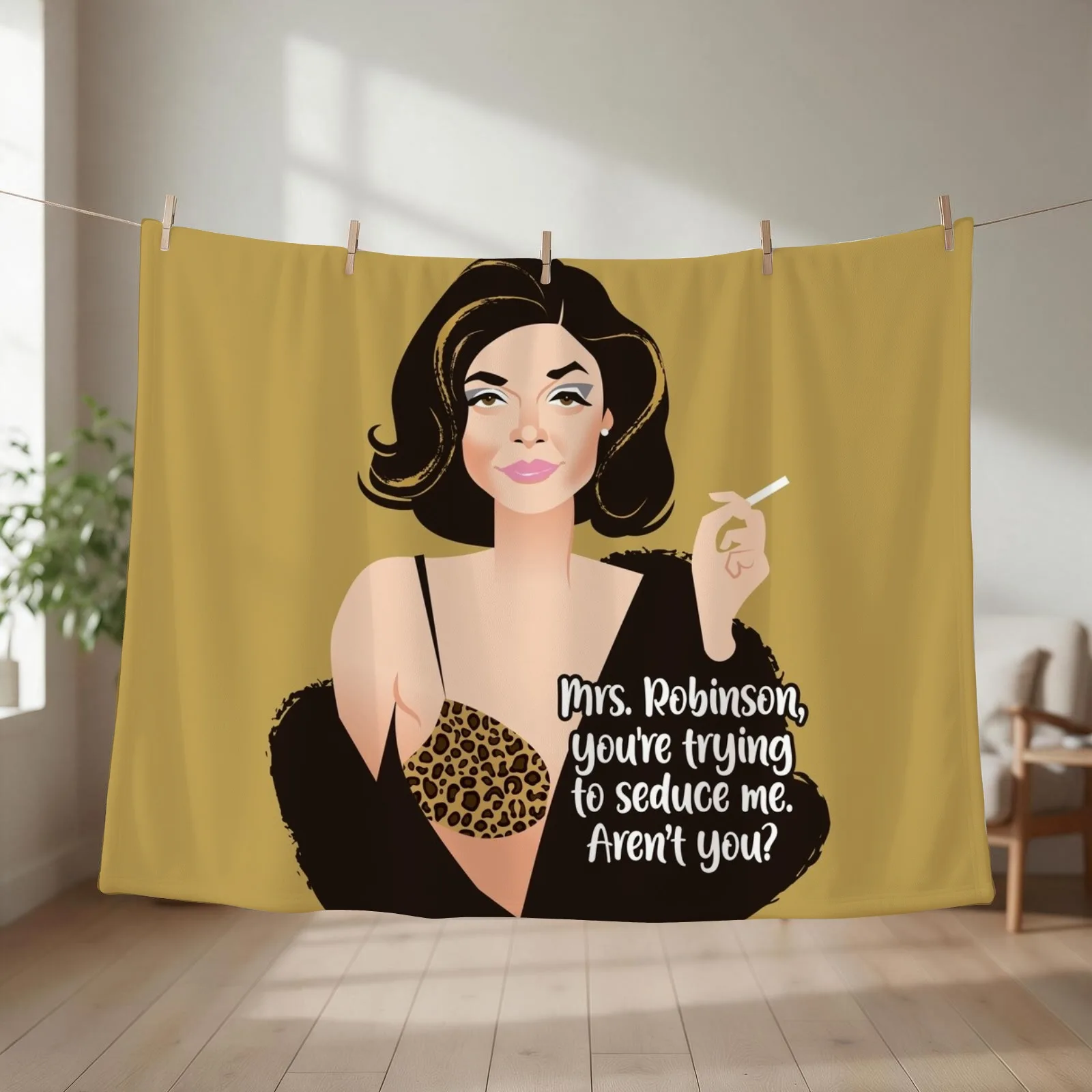 Mrs. Robinson Throw Blanket couch cozy soft plush fuzzy picnic outdoor blanket