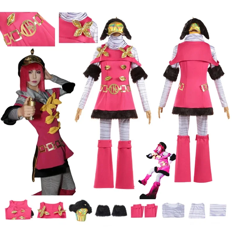 

Female Hot Pants Cosplay Costume Halloween Party Anime JoJo Pink Fancy Suit