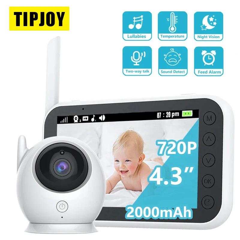 4.3 Inch Video Baby Monitor 360 Degree Rotation Camera 2.4G Wireless 2 Way Audio Talk Night Vision Security Camera Babysitter