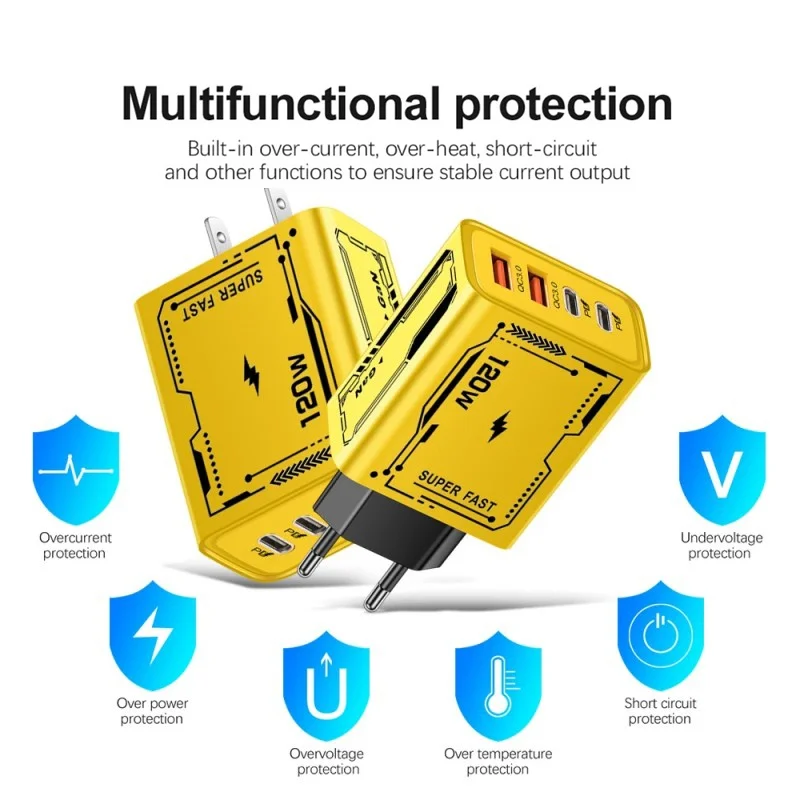 شاحن Xiaomi 120 واط شحن سريع للغاية من النوع C GaN شاحن الهاتف USB-C QC 3.0 محول شاحن الهاتف لهاتف آيفون وسامسونج وشاومي #4