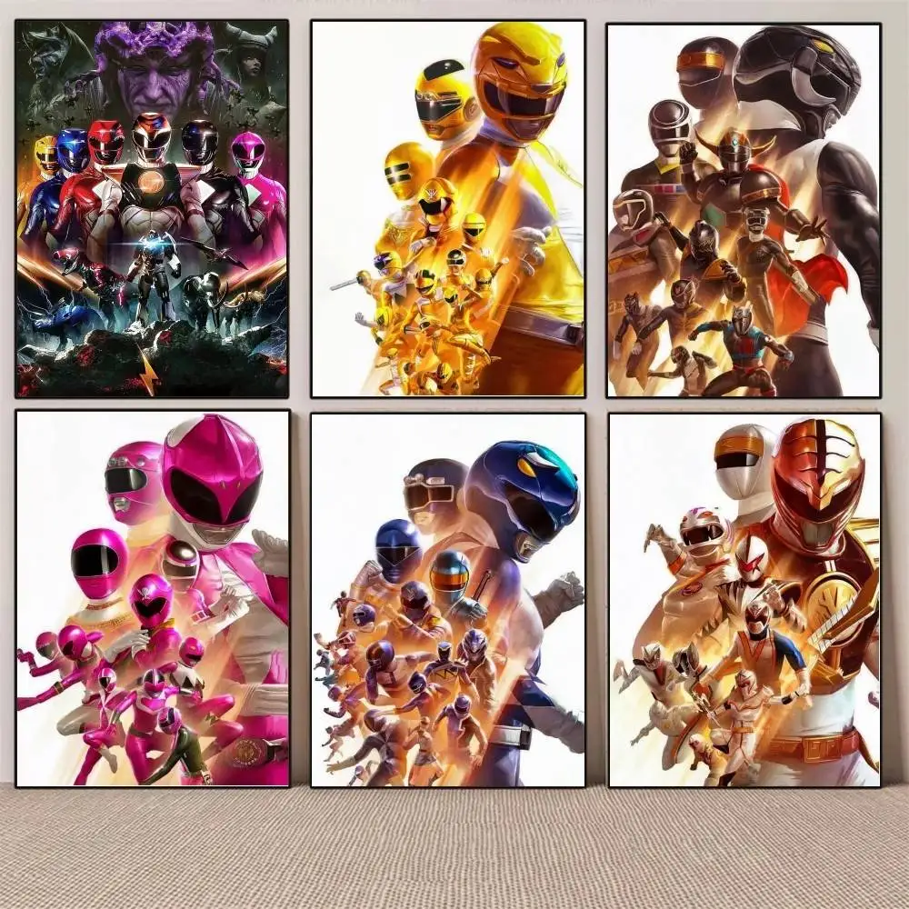 1 قطعة M-Mighty Morphin Power Rangers المشارك ذاتية اللصق الفن ورق مقاوم للماء ملصق مقهى بار غرفة جدار ديكور