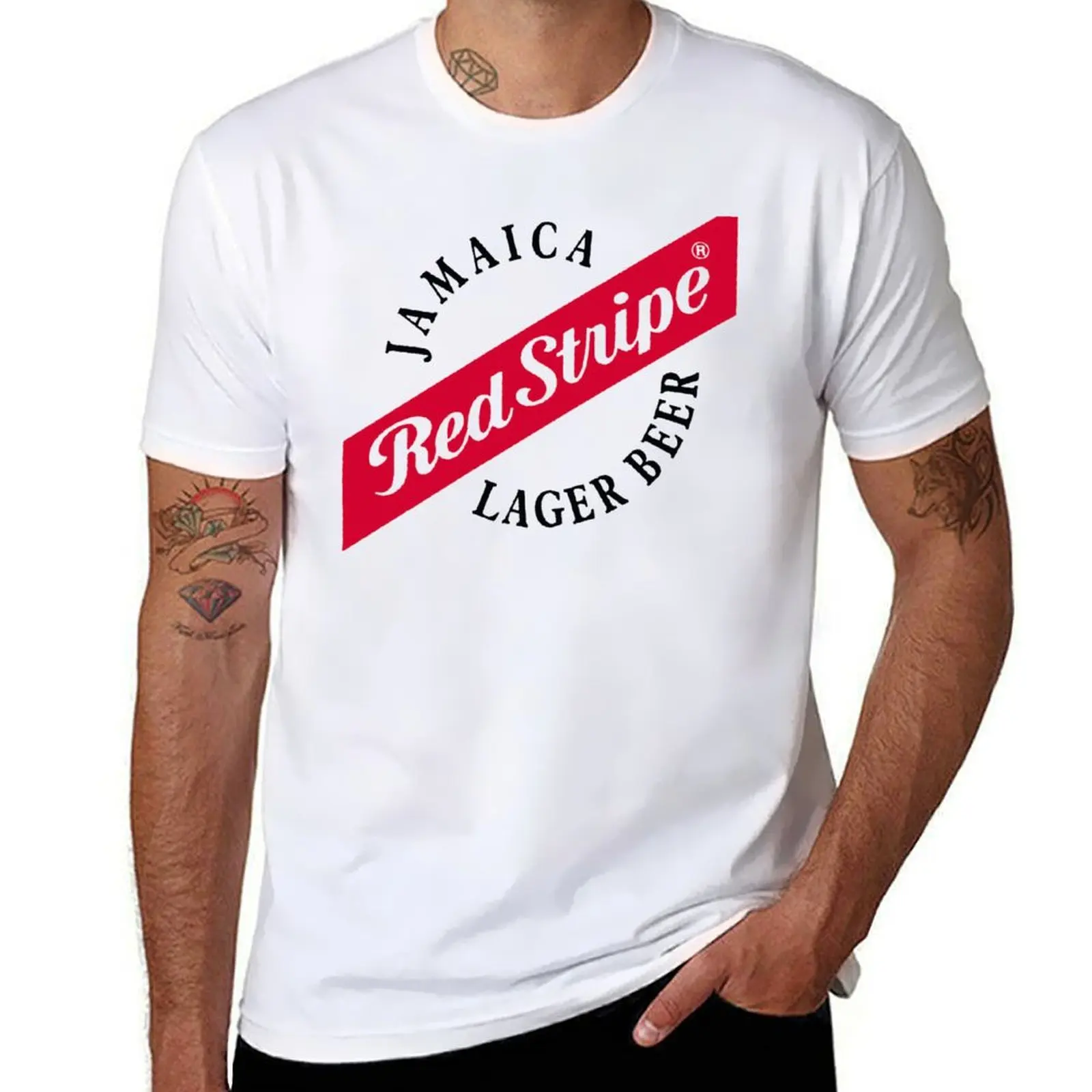 

Jamaica Red Stripe Lager Beer T-Shirt printed t shirts for man t shirt for man T-Shirt