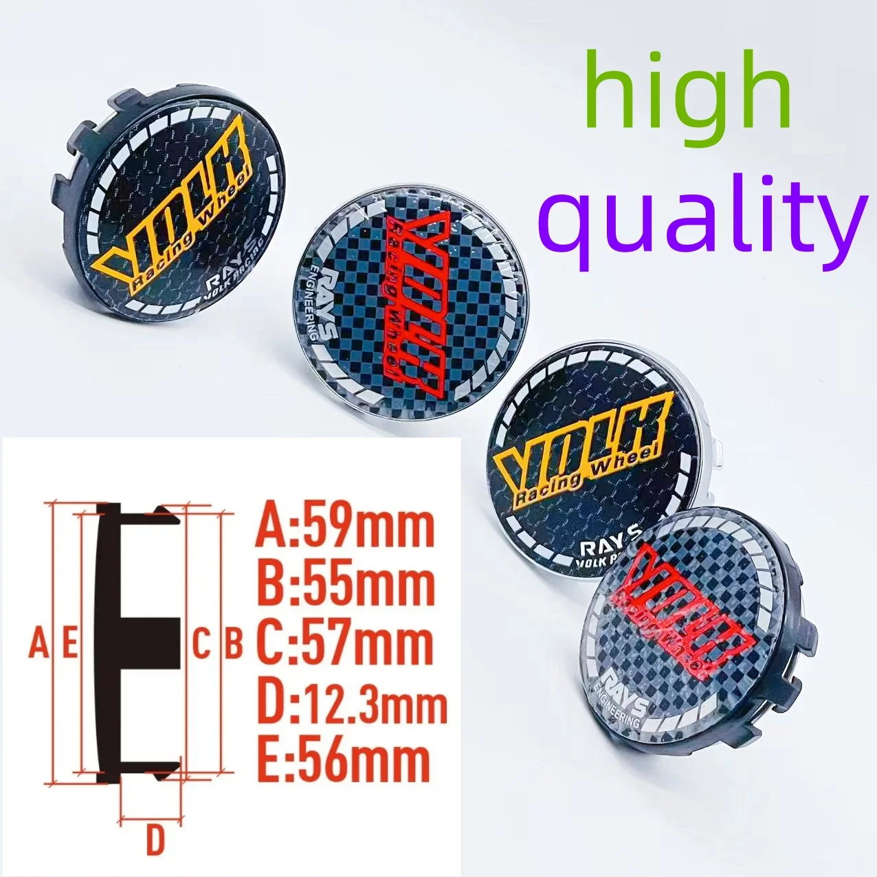 

4PCS/Set High Quality JDM Sport Rim Cap Clip 59mm VOLK RAYS Emblem Sticker Wheel Center Hub Caps Car Cover Cap Black & Silver