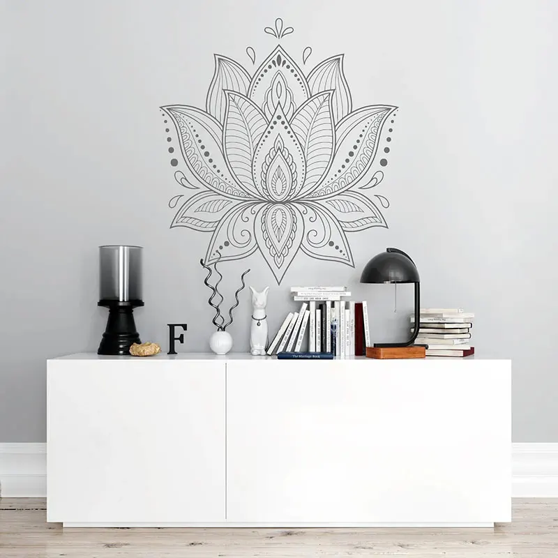 Bloemen muursticker minimalistische lotus