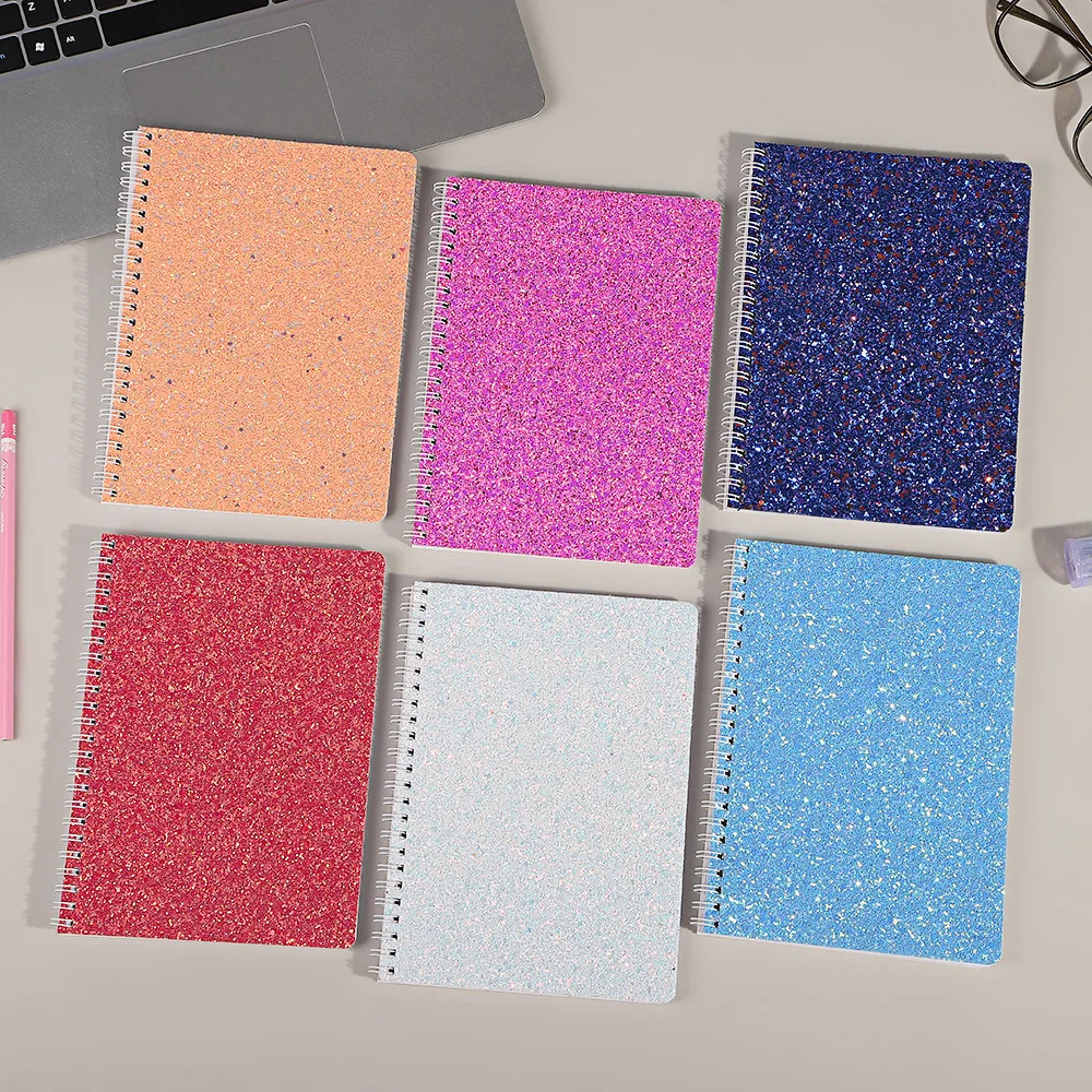 1pc A5 Binder 120 Pages Colorful Sequin Double Sided Release Paper Coil Notebooks and Journals Thick Loose Leaf Sticker Book
