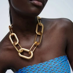 Vintage New Large Links Necklaces for Women Punk Metal Maxi Gold Color Collar Choker Necklaces Fashion Jewelry Gift for Women