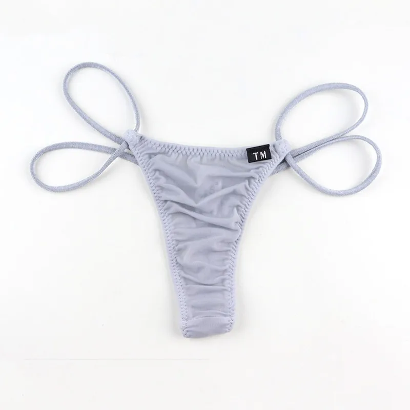 Men Nylon G‑String Thong Underwear Low‑Rise Semi‑Sheer Silky Breathable Elastic See‑Through Sexy T‑Back Panties For Male