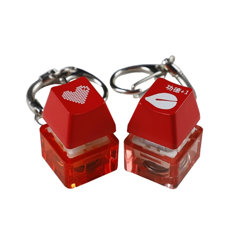 RGB Glowing Red Heart Keycap Mechanical Keyboard Switches Tester Pressing Audible Clicky Keychain