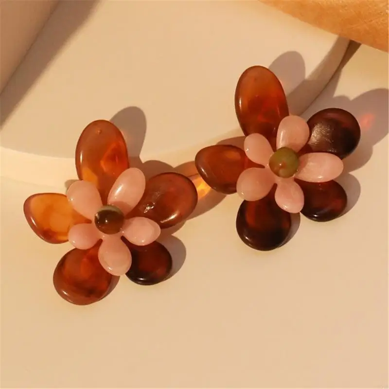 W0YA خفيفة الوزن الأزهار الأزهار الأزرار أقراط الراحة أنيقة ملحقات الأذن للاطلاع على البشرة الحساسة في المناسبات اليومية #3