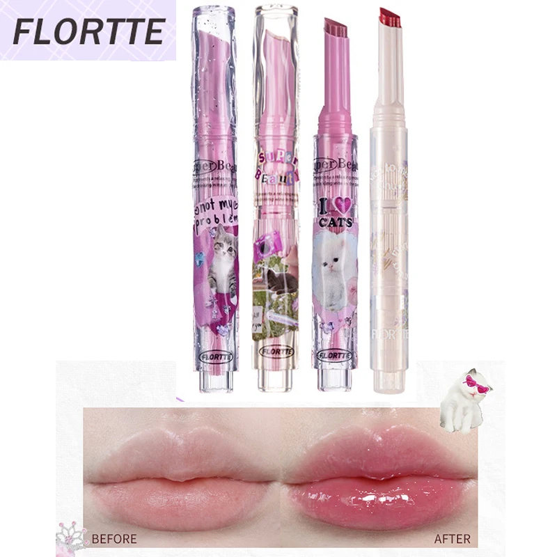 FLORTTE Solid lip gloss first kiss love stick lipstick moisturizing water gloss lip glaze  Korean Makeup Lipgloss