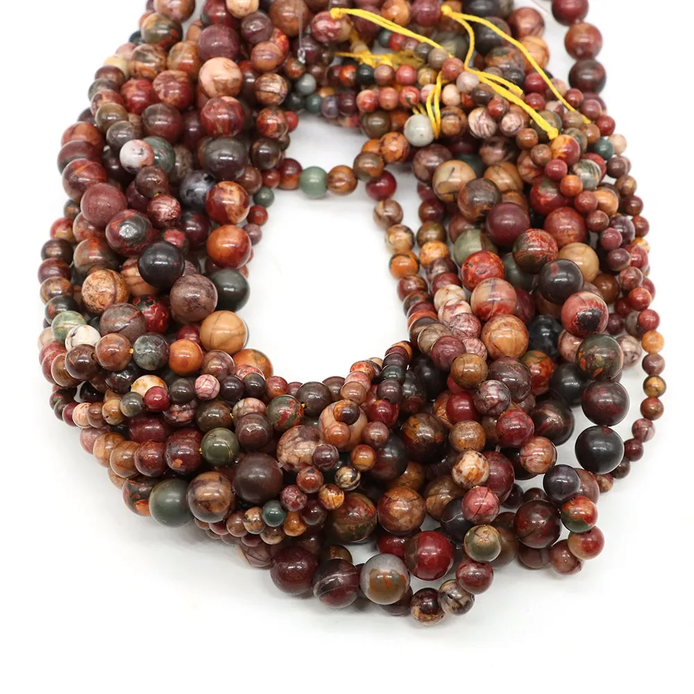 الحجر الطبيعي بيكاسو جاسبر جولة فضفاض الخرز 15 "ستراند 4 6 8 10 مللي متر اختيار حجم لصنع المجوهرات قلادة سوار ذاتي الصنع
