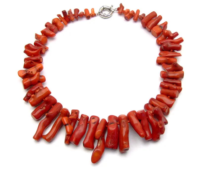 Qingmos Genuine 30-50mm Branch Natural Red Coral Necklace for Women Jewelry with Stone Necklace Fine Jewelry 18\