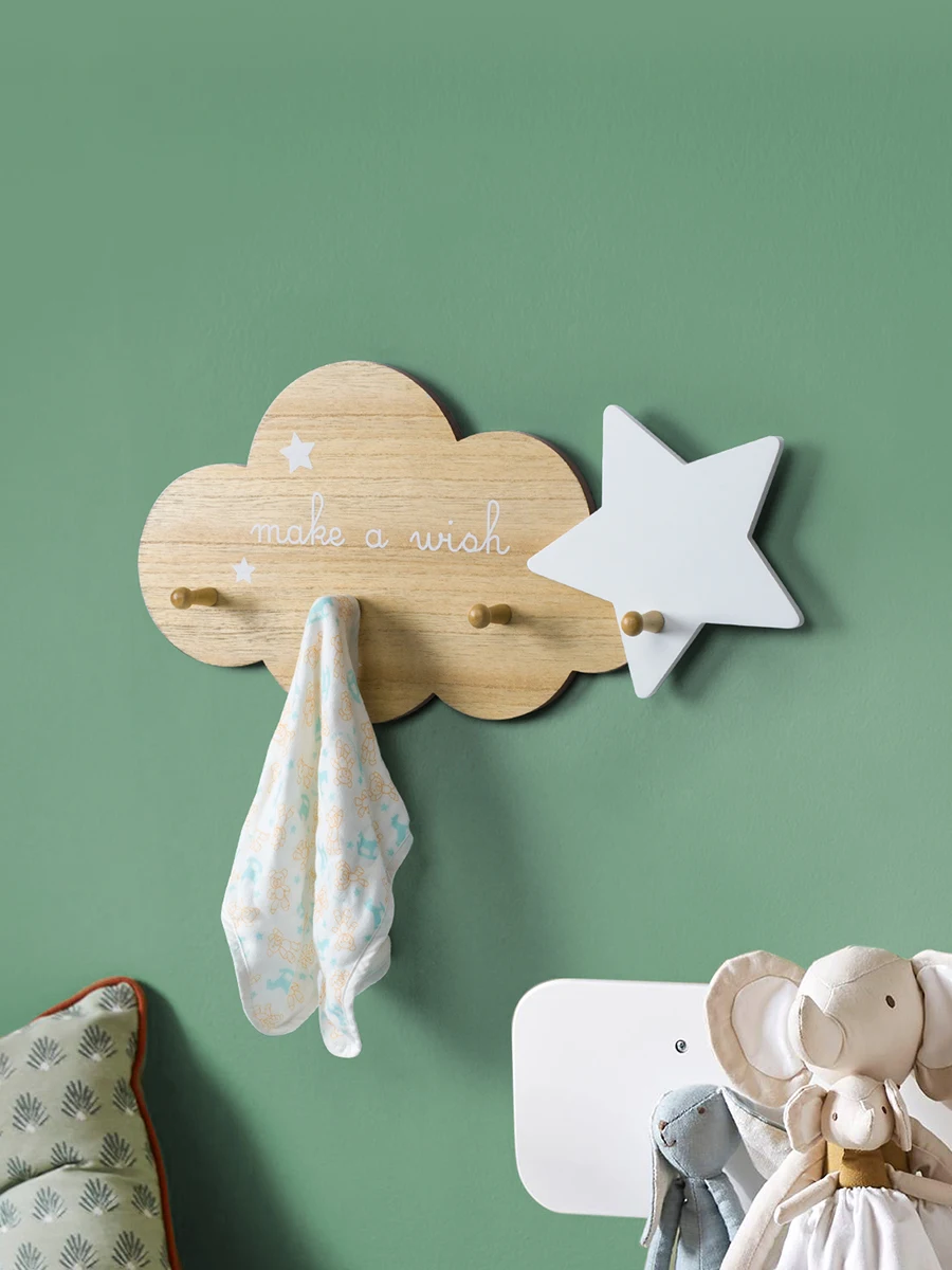 Hooks on the Wall Cute Room Decor Hangers for Clothes Kids Cloud & Star Figure American Style Wood Home Organization and Storage