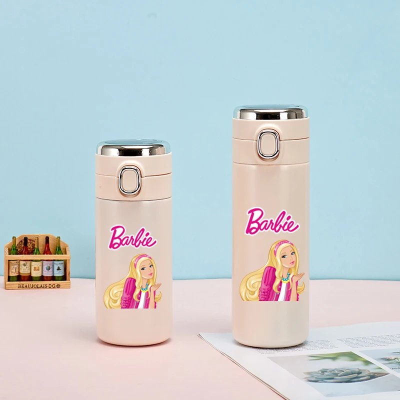 Cartoon Barbie 304 Stainless Steel Insulated Cup Intelligent Temperature Display Bouncing Lid Thermos Cups Portable Water Bottle