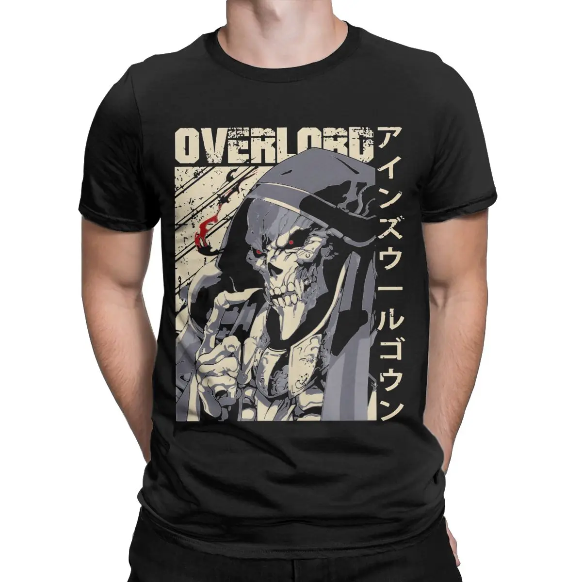Men T-Shirts Overlord Ainz Ooal Gown Vintage Pure Cotton Tee Shirt Short Sleeve T Shirts Crewneck Clothes Printed