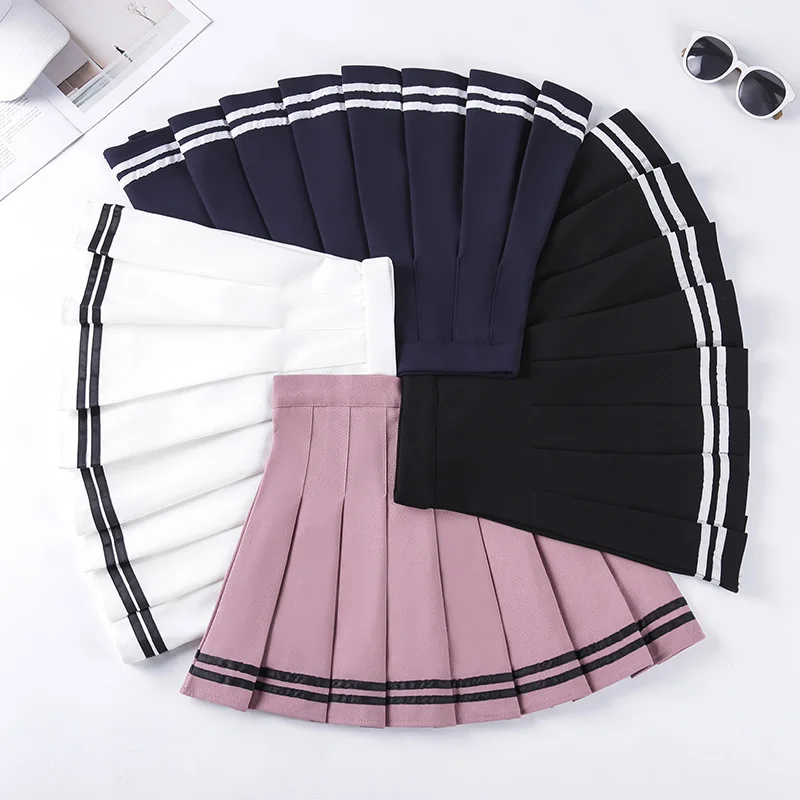 High-Waisted Skirt Elastic Pink Fairy Grunge Black Mini Pleated Skirt Woman Fashion 2023 Summer Clothes School Girl Uniform