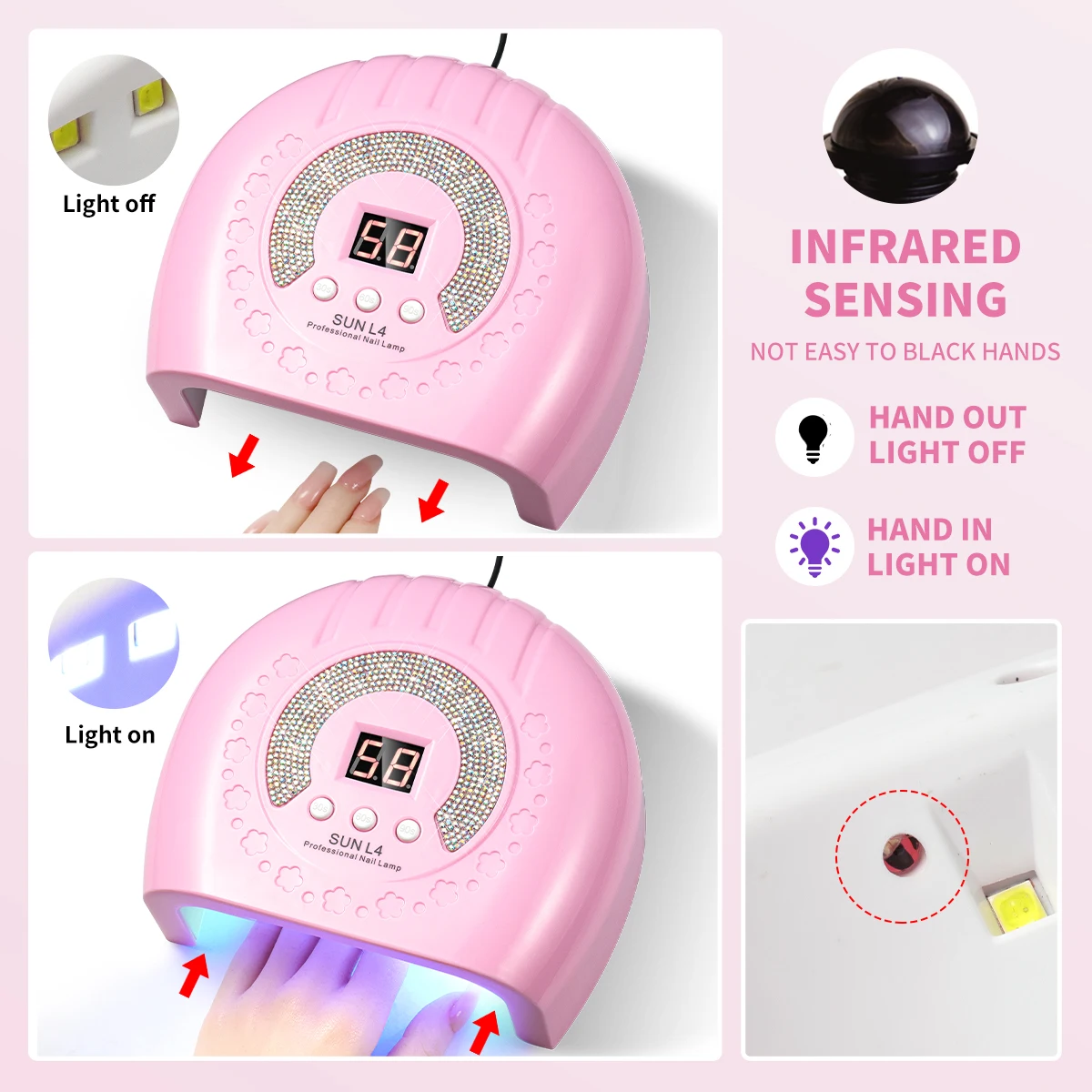 LIMEGIRL UV LED lampe à ongles professionnel Gel durcissement lampe à ongles avec minuterie capteur Flash diamant conception sèche pour outils de Salon de manucure