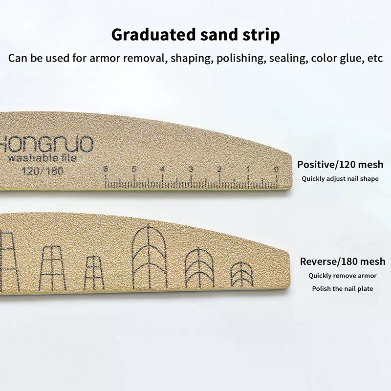 ملفات أظافر مخصصة مع خط مقياس 100/180/180 حصى قابل للغسل عصا تلميع لطلاء الجل وأظافر عين القط أدوات مانيكير وباديكير