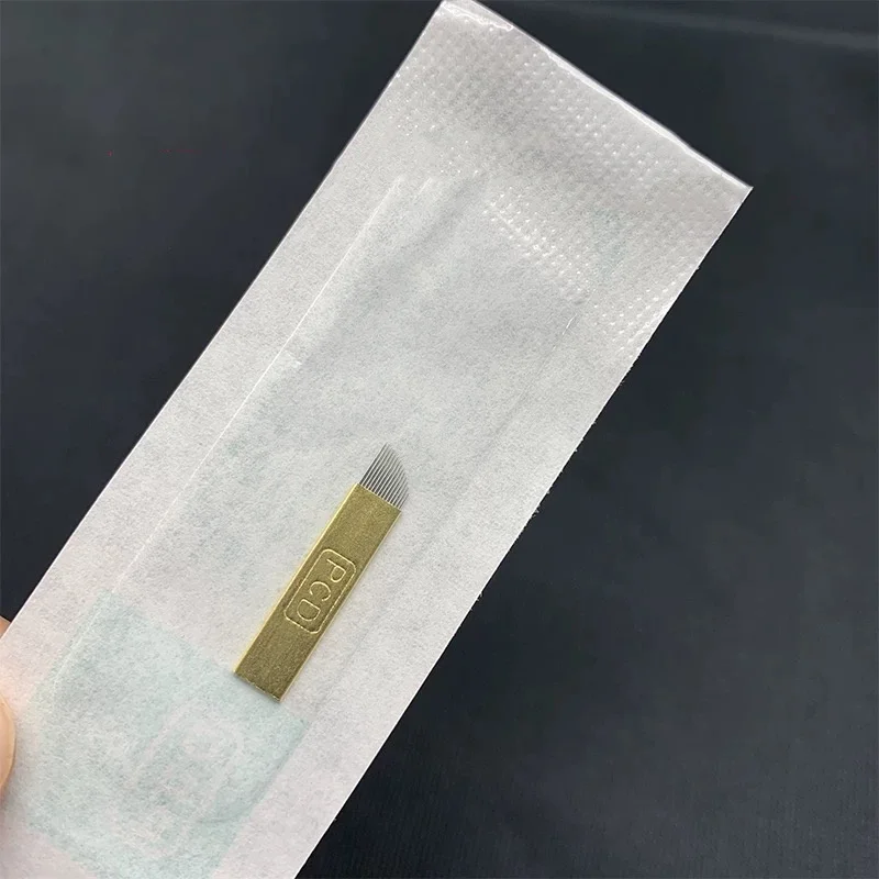 Golden Tebori 3D Tattoo Pen with 40pcs 12PCD Blade Microblading Tattoo Needles Permanent Makeup Manual for Professional Eyebrow
