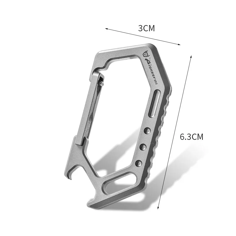 Titanium Alloy Keychain Outdoor EDC Mountain Climbing Buckle, Multifunctional Bottle Opener, Car Keychain