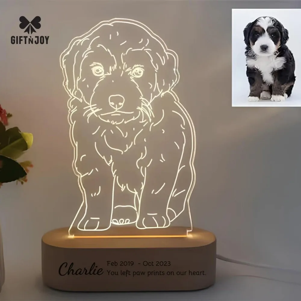 Personalised 3D Pet Photo Night Light Custom Dog Cat Photo Lamp Pet Lover Gift Memorial Gifts Unforgettable Gift for Pet Lovers