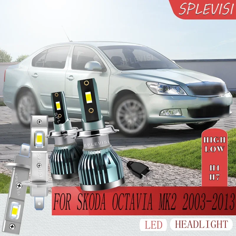 High-Performance Instant Start No Delay headlight hi low beam LED For Skoda Octavia MK2 2003 2004 2005 2006 2007 2008 2009-2013