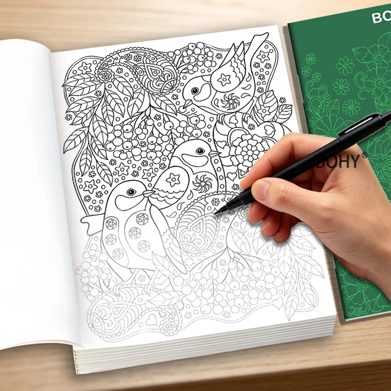 1 Zen Inspired Line Drawing Adult Decompression Graffiti Coloring Album, Totaling 24 Pages, A5 Size, Art Line Copying Practice